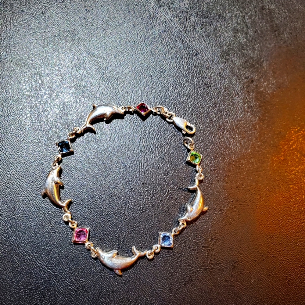 Sterling silver dolphin bracelet